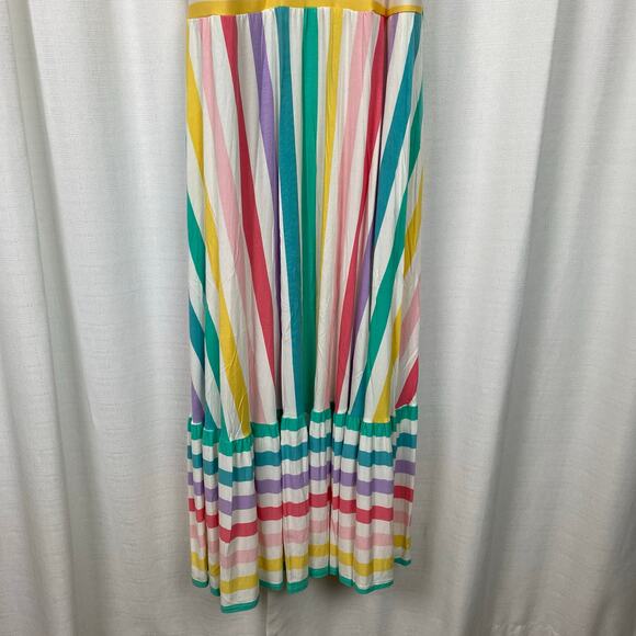 Torrid White&Multi Rainbow Stripe Supersoft Tiered Maxi Dress Sz.3 - Picture 7 of 14